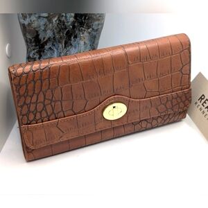 NWT Kenneth Cole Brown Crocodile Embossed Women's Wallet